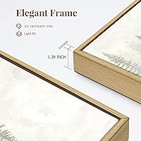 Vista 5 de Zessonic Arte abstracto de pino para pared, bosque de pinos nórdicos, obra de arte neutra brumosa, impresiones en lienzo enmarcadas de Wabi Sabi