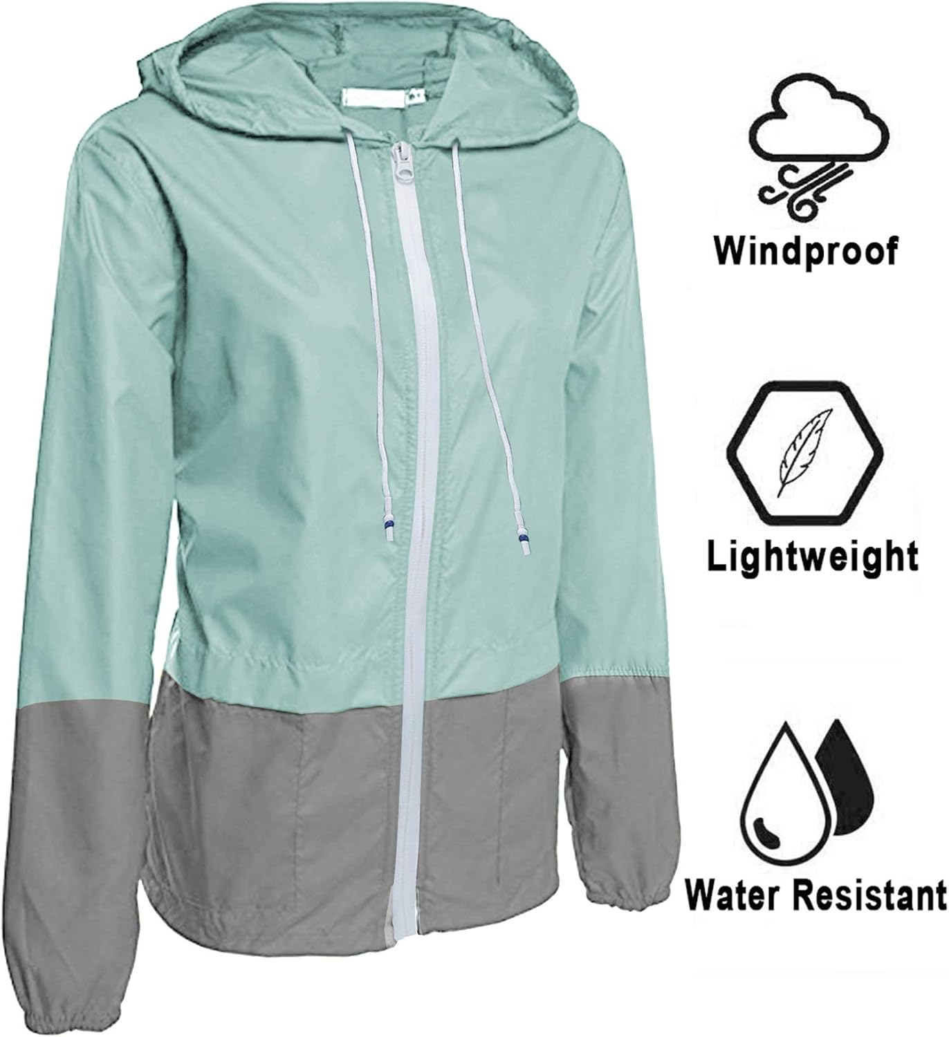 Avoogue Raincoat Women Lightweight Waterproof Rain Jackets Packable Outdoor Hooded Windbreaker - Image 3