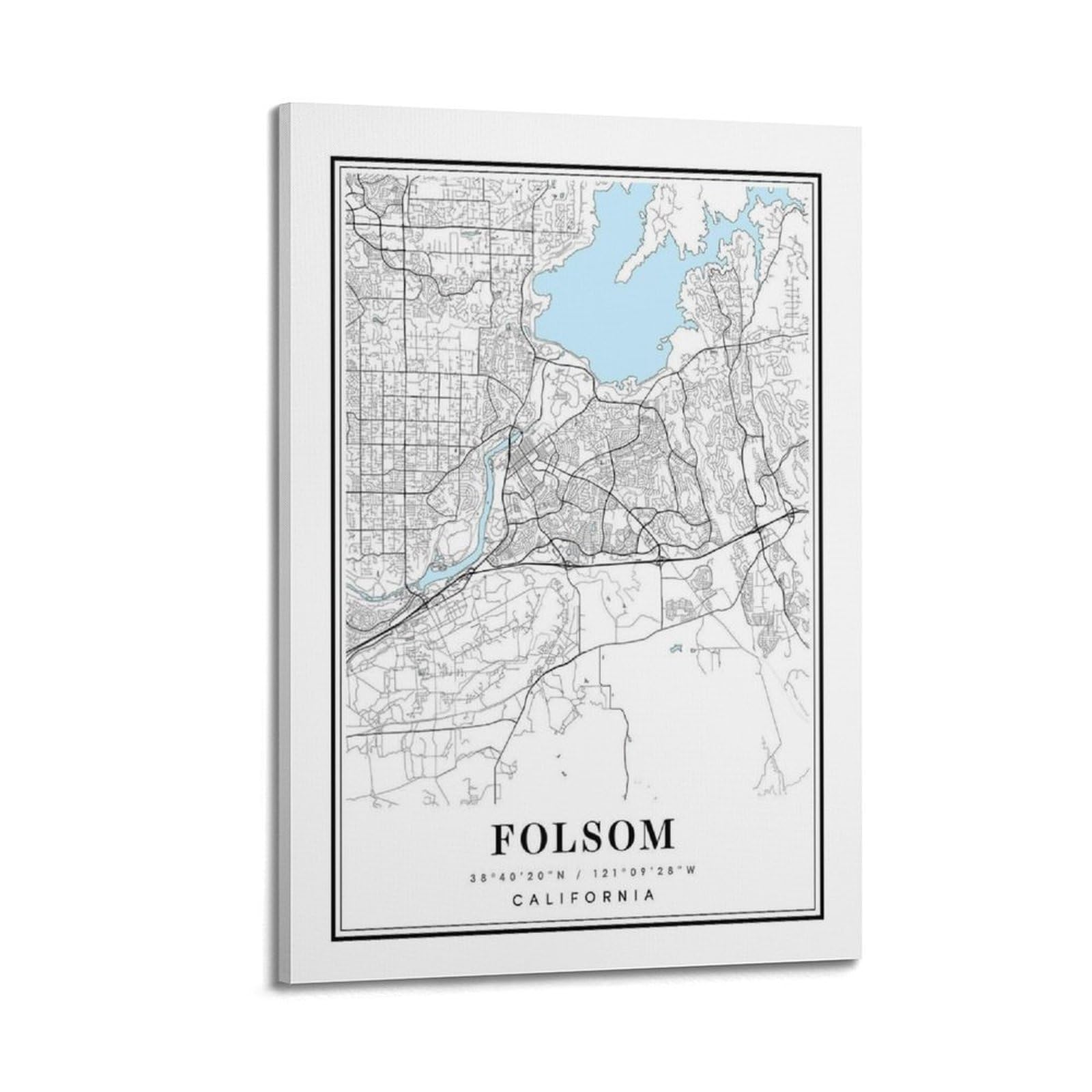 xiaoxiaoshen Folsom California Map Canvas Poster Wall Art Prints Room Aesthetic Murals Bedroom And Living Decorations 20x30inch(50x75cm)