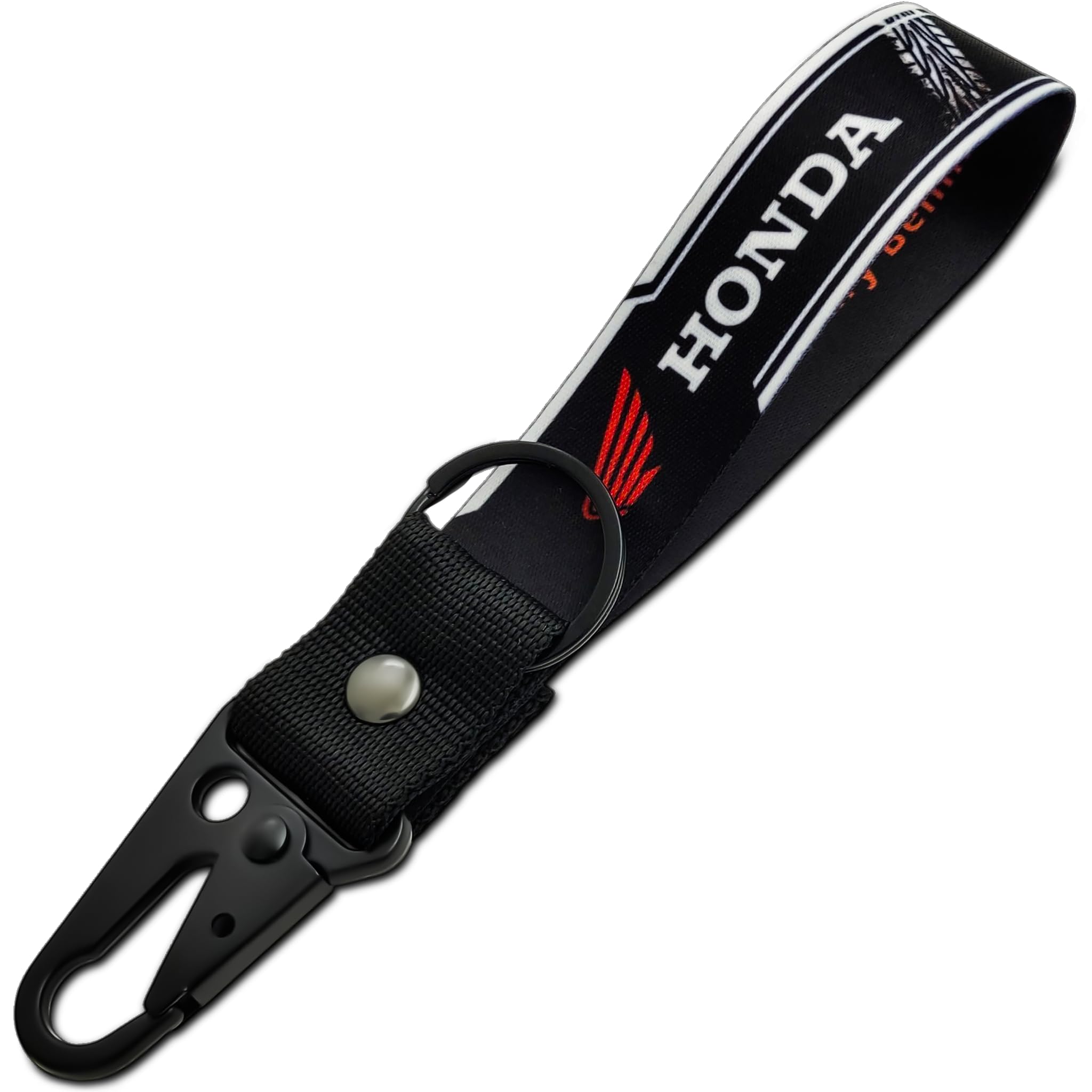 SnapStrap MotoLink Carabiner Keychain Compatible with Honda Bike Strong Heavy-Duty Metal Clip with Fabric Key Ring Bike Accessory (Gunmetal Black)-image-44