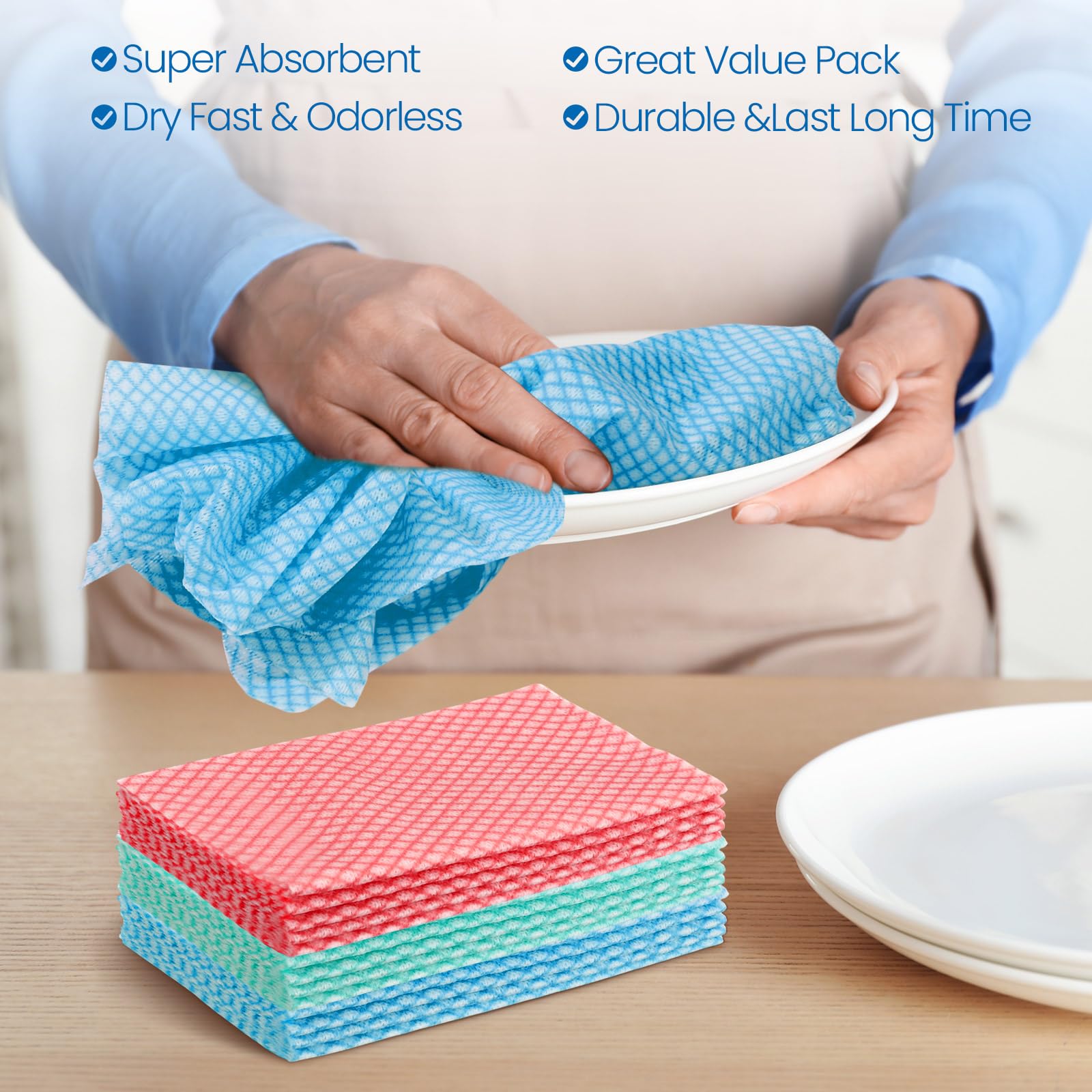 Tioncy 400 paños de limpieza desechables reutilizables para cocina, paños de cocina multiusos y paños de cocina, paños de limpieza absorbentes, toallitas de limpieza para cocina y hogar (coloridos)