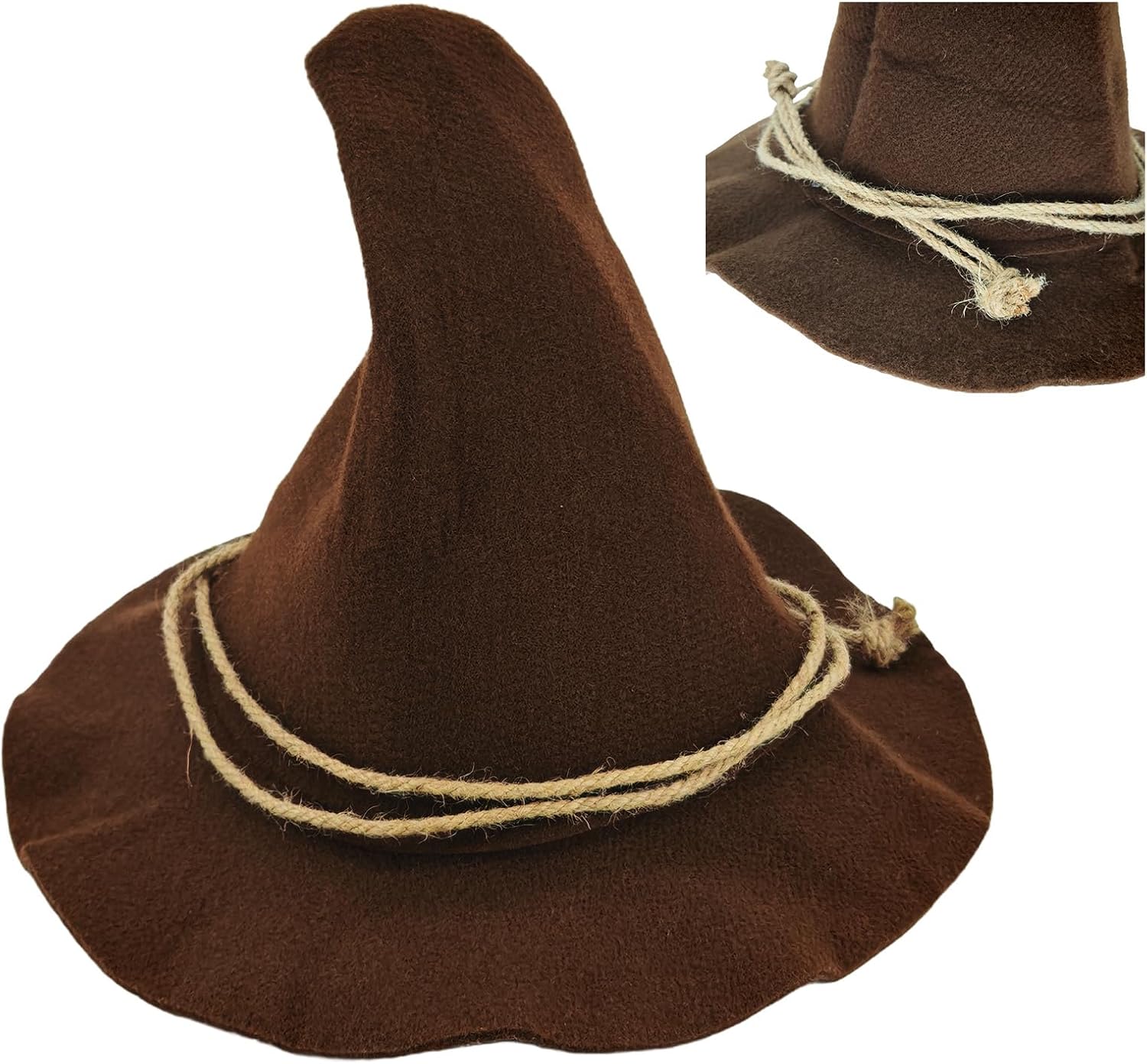 Witch Wizard Hat for Adults, Felt Wide Brim Pointed Hat, Oktoberfest, Halloween Scarecrow Costume Accessory