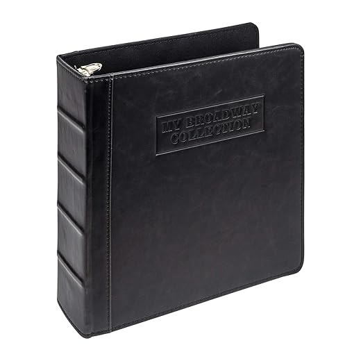 Samsill Contrast Stitch Vintage 2 Inch Playbill Binder Bundle with 20 Secure Top Protectors, Compatible with Theater Programs and Broadway Programs, My Broadway Debossed