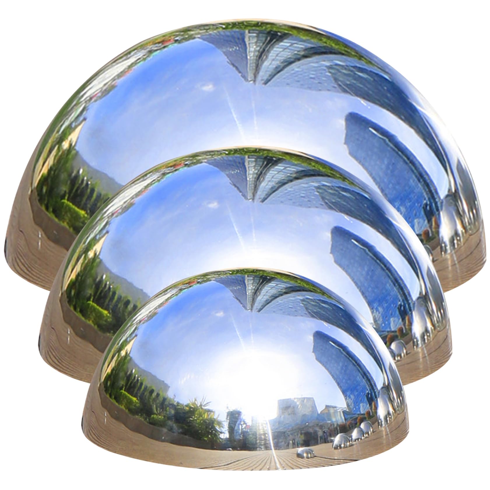 Gross balles brillantes demi-sphères miroir en acier inoxydable 4" 6" 8"