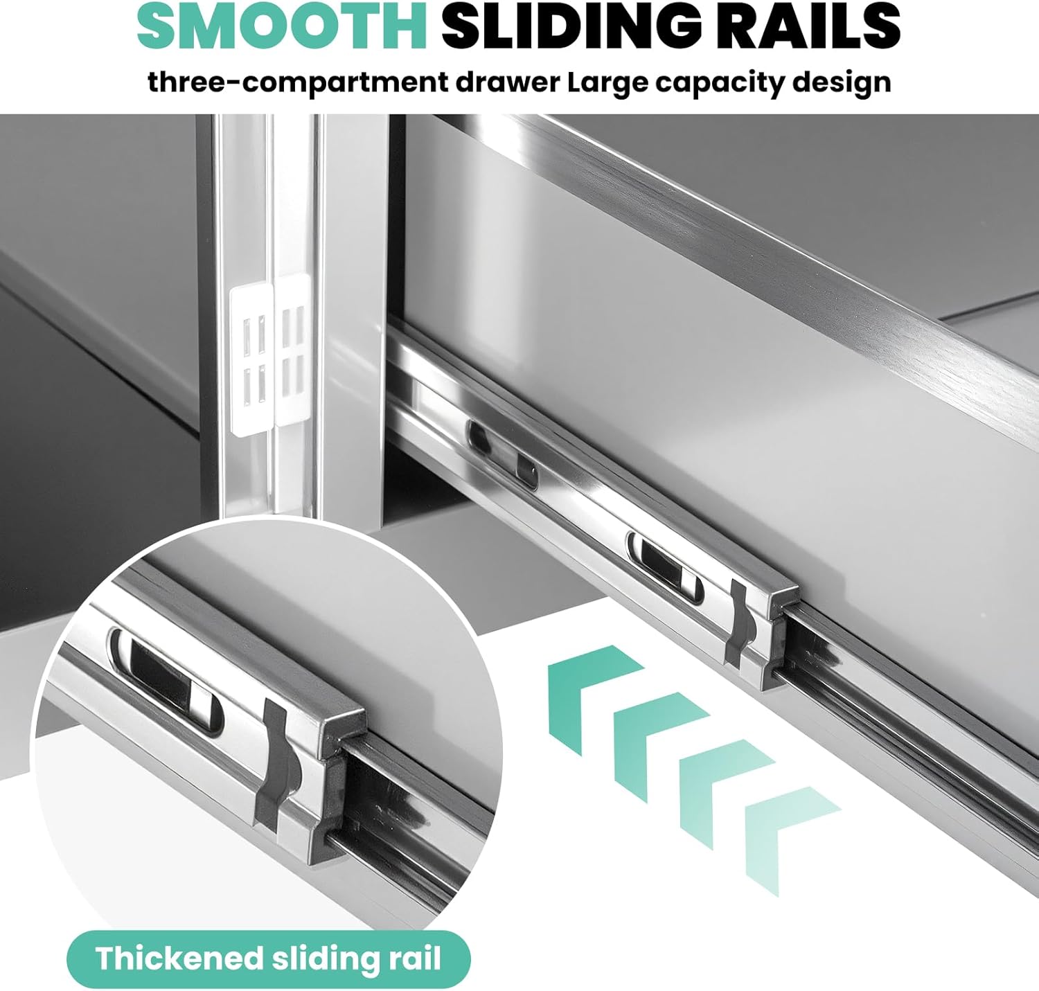 Outdoor Kitchen Drawers Combo Cabinet​, 28 x 22 x 19.5in Stainless Steel Cabinet​ Triple Drawers & Access Door, Multi-Layer Design with Partition, for Outdoor Kitchen Island Patio Grill Station