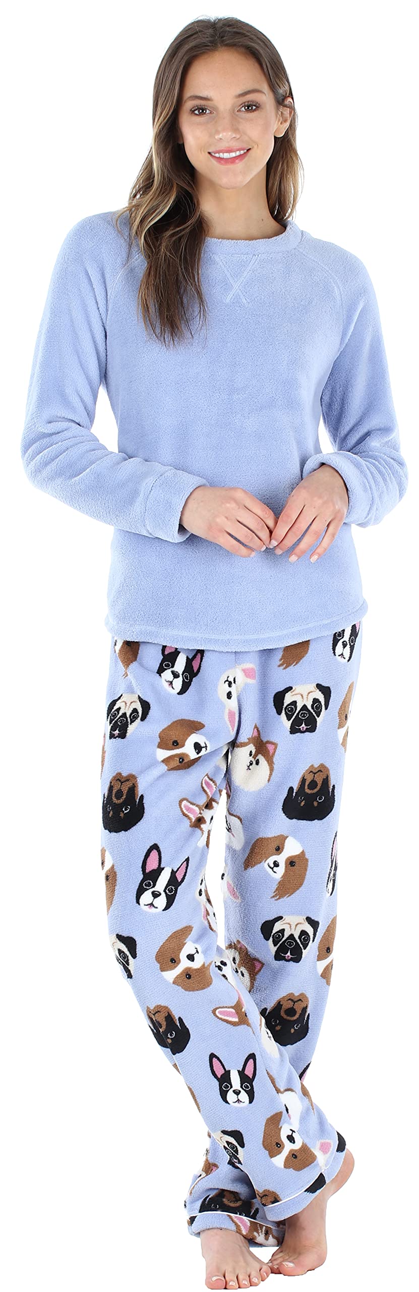 PajamaMania Women's Fleece Long Sleeve Pajama PJ Set