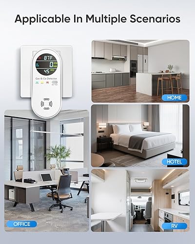 Miniatura 5 de Detectores de monóxido de carbono y detector de gas natural, detectores de monóxido de carbono 4 en 1 enchufables, detector de fugas de gas con