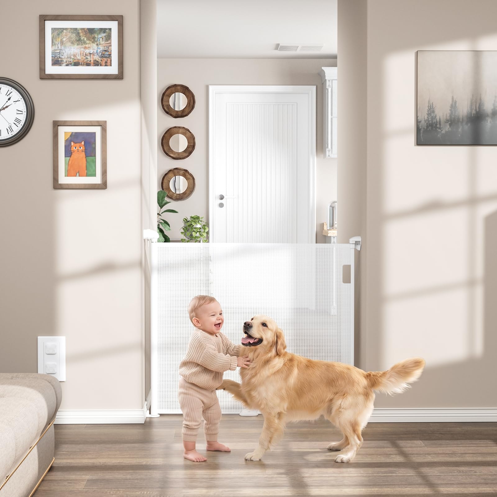 Photo 1 of Babepai Retractable Baby Gate - White, 55" W x 34" H
