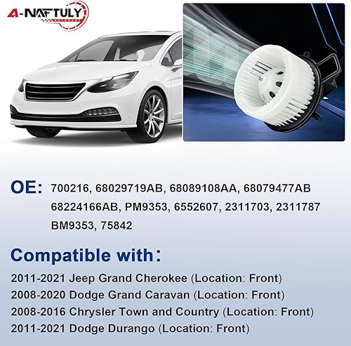 Miniatura 3 de Ventilador de motor de calentador HVAC para Jeep Grand Cherokee Dodge Grand Caravan Chrysler Town and Country 2008 2009 2010 2011 2012 2013 2014