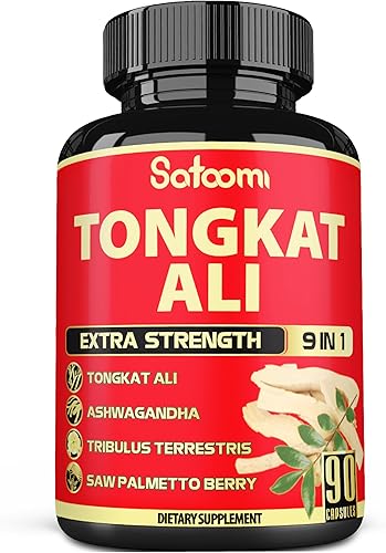 Satoomi Extracto de raíz de Tongkat Ali 9 en 1, Ashwagandha, Tribulus Terrestris, 90 cápsulas durante 3 meses, apoya la fuerza, la energía y el