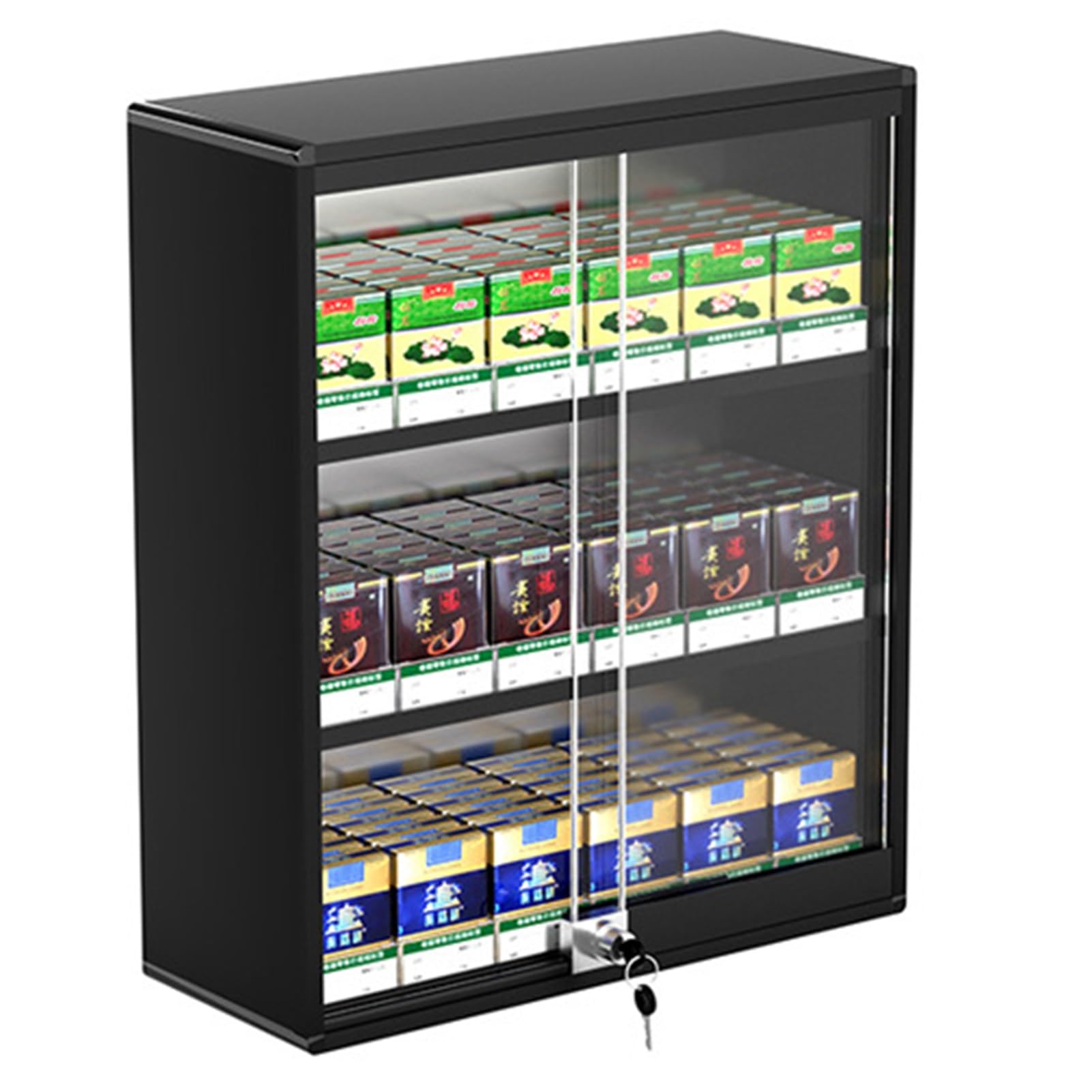 Expositor de cigarrillos, estantes de exhibición para tiendas minoristas, supermercados y mercados, vitrina de exhibición de cigarrillos de pared, organizador d,Black-15.16x6.81x17.72in/38.5x17.3x45CM
