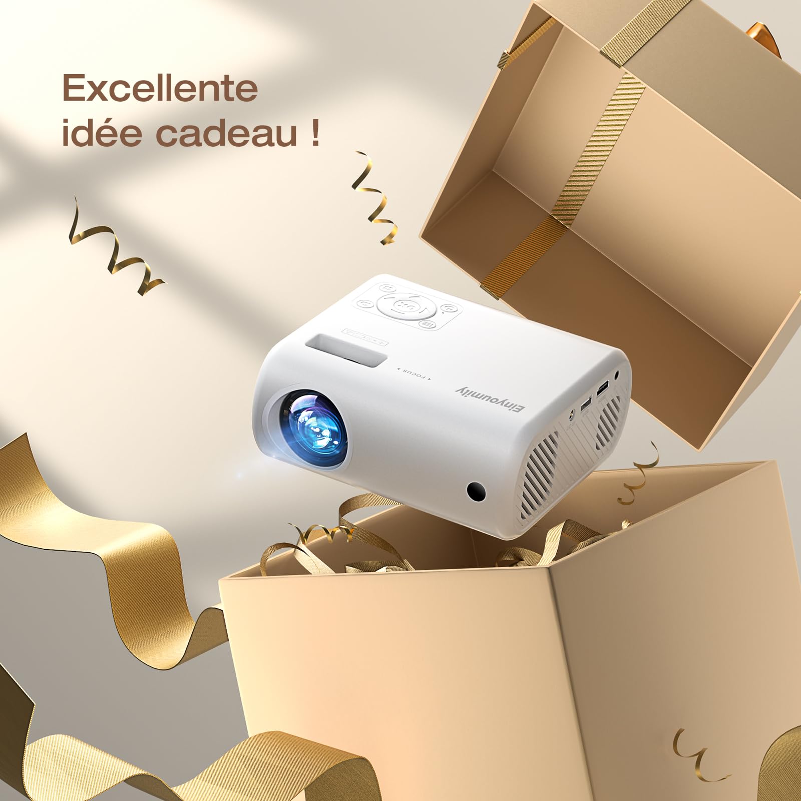 Mini Proiettore Portatile Videoproiettore 4k - Smartphone Proiettore da 13000 Lux Supporta Mirroring Dello Schermo Cablato, Compatibile con TV Stick/Windows/iOS/Android/HDMI