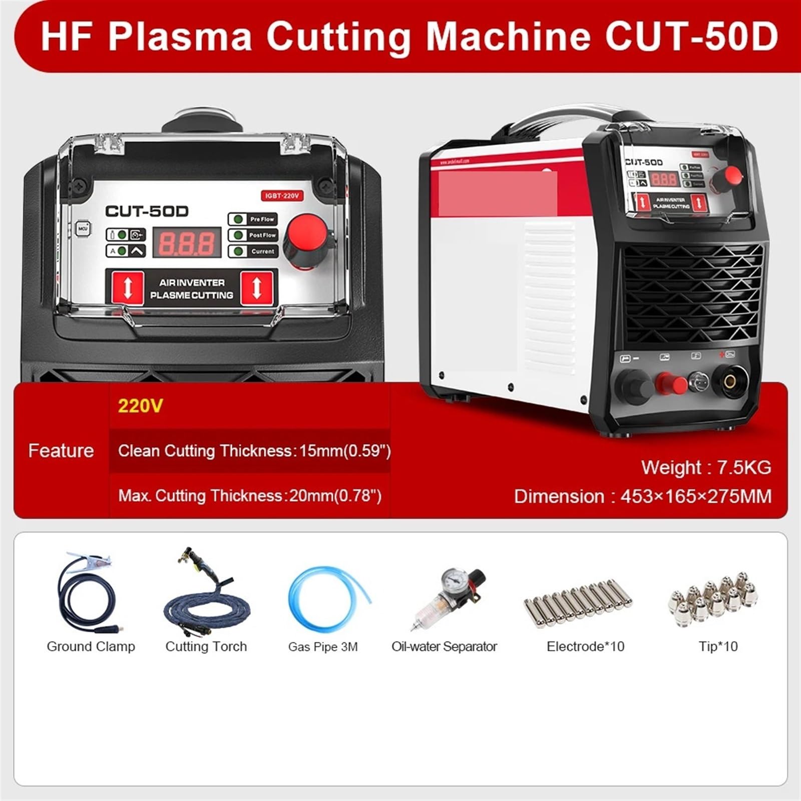 Przecinarka plazmowa CNC Maszyna do cięcia plazmowego CUT-50D/CUT-50DS 110/220 40A HF Arc Bezdotykowa przecinarka plazmowa(50DS)