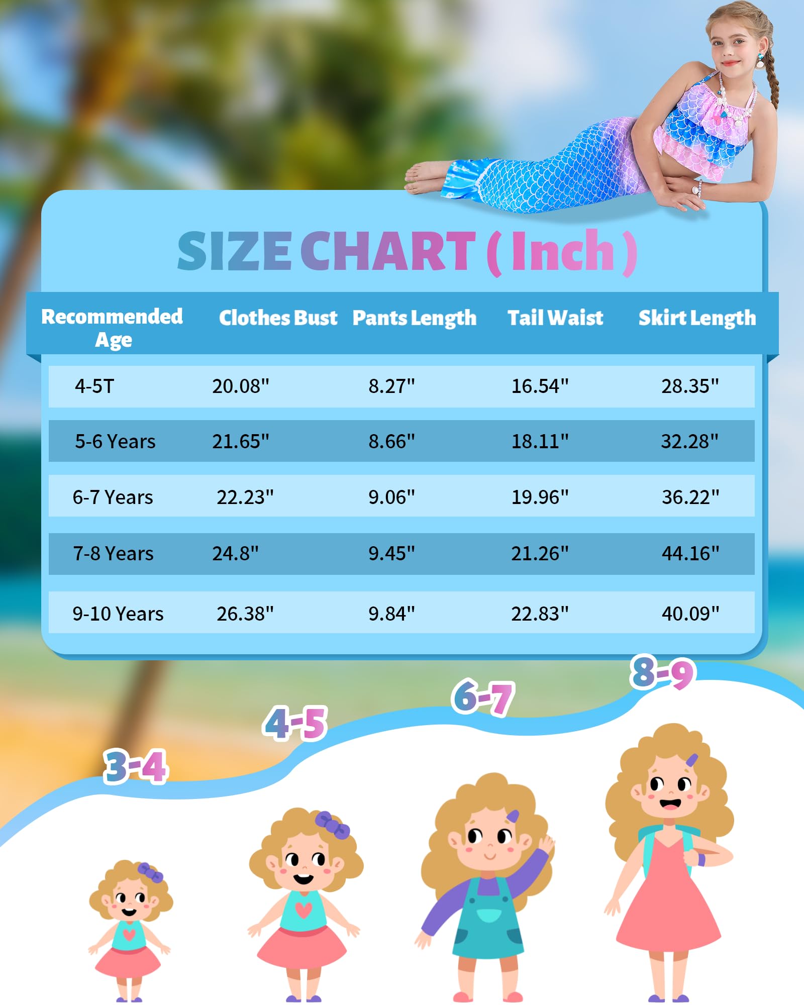 Mädchen Badeanzug Set UPF 50+ Tankini Set Kinder Bademode 4–10 Jahre