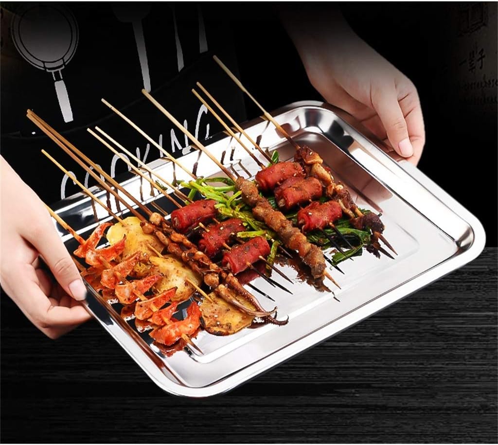 Bakeware, 304 Stainless Steel Tray BBQ Plate Thicken Not Sticky Easy To Clean (Size : 50×35×2cm)