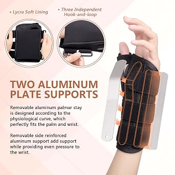 Wrist Thumb Spica Support Brace, Carpal Tunnel Splint, Night Sleep Stabilizer for De Quervain's Tenosynovitis, Tendonitis, Arthritis, Trigger Thumb, Sprain, Fits Unisex, L/XL