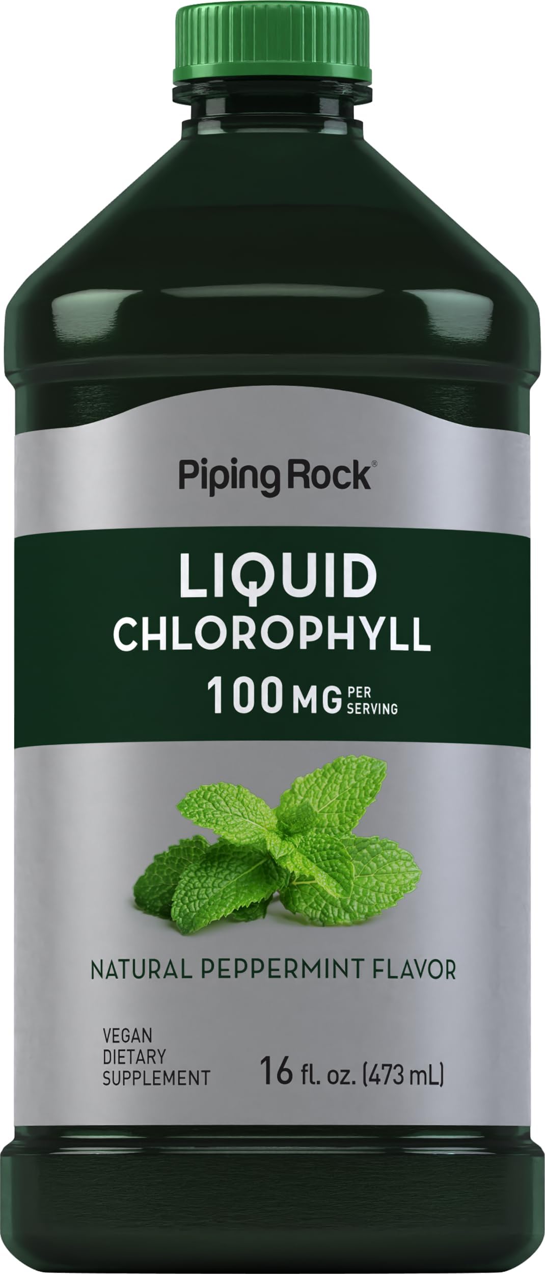 Piping Rock Liquid Chlorophyll 100mg | 16 oz | Mint Flavor | for Women & Men | Vegan, Non-GMO, and Gluten Free Formula