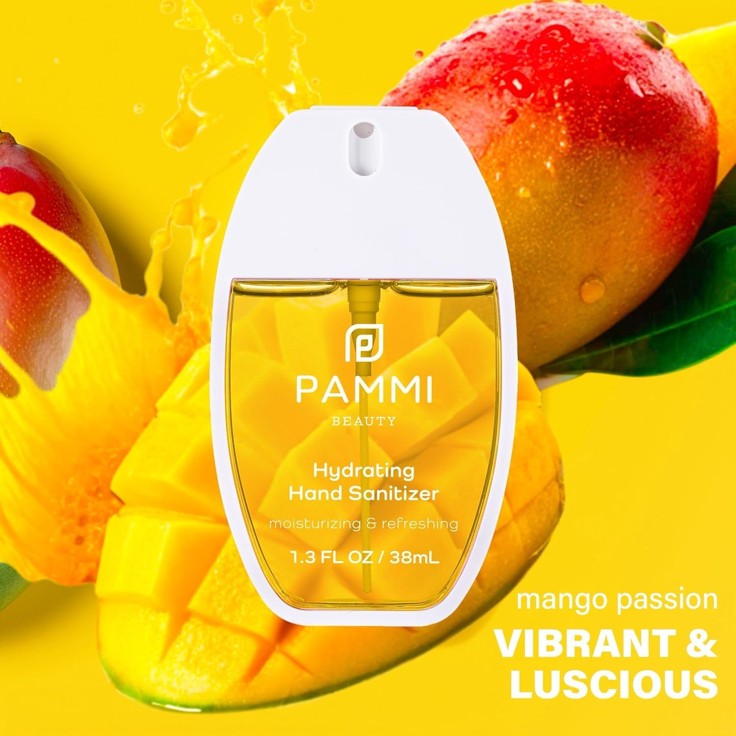 PAMMI Power Mist Hydrating Hand Sanitizer Spray, Portable Travel Size Pocket Hand Sanitizer, Scented Mini Spray For Car (2 Pack (Aloevera and Mango))