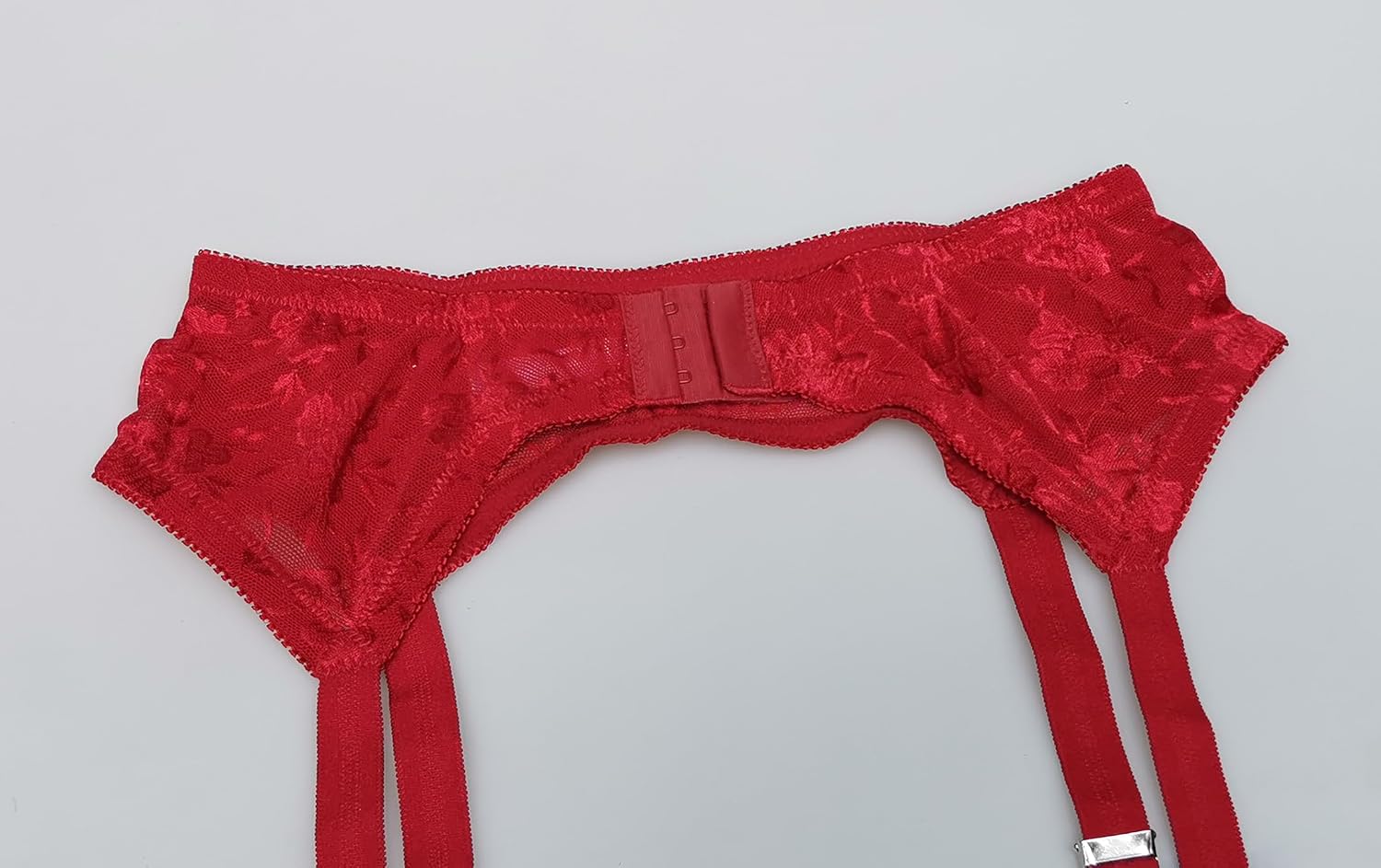 TVRtyle Women's Wine Red Sexy 4 Vintage Metal Clips Garter Belts for Stockings S502WR