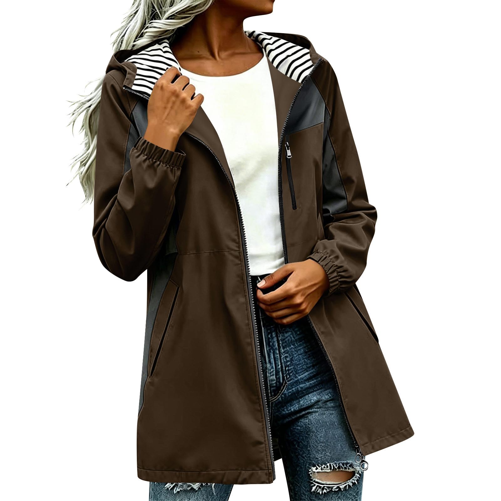 Chaqueta impermeable mujer ligera transpirable que frena el viento 8
