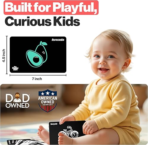 Miniatura 5 de Happy Start Tarjetas de visión de alto contraste fáciles de limpiar - Resistente al agua - Aprobado por el hospital - Listo para bolsa de pañales -