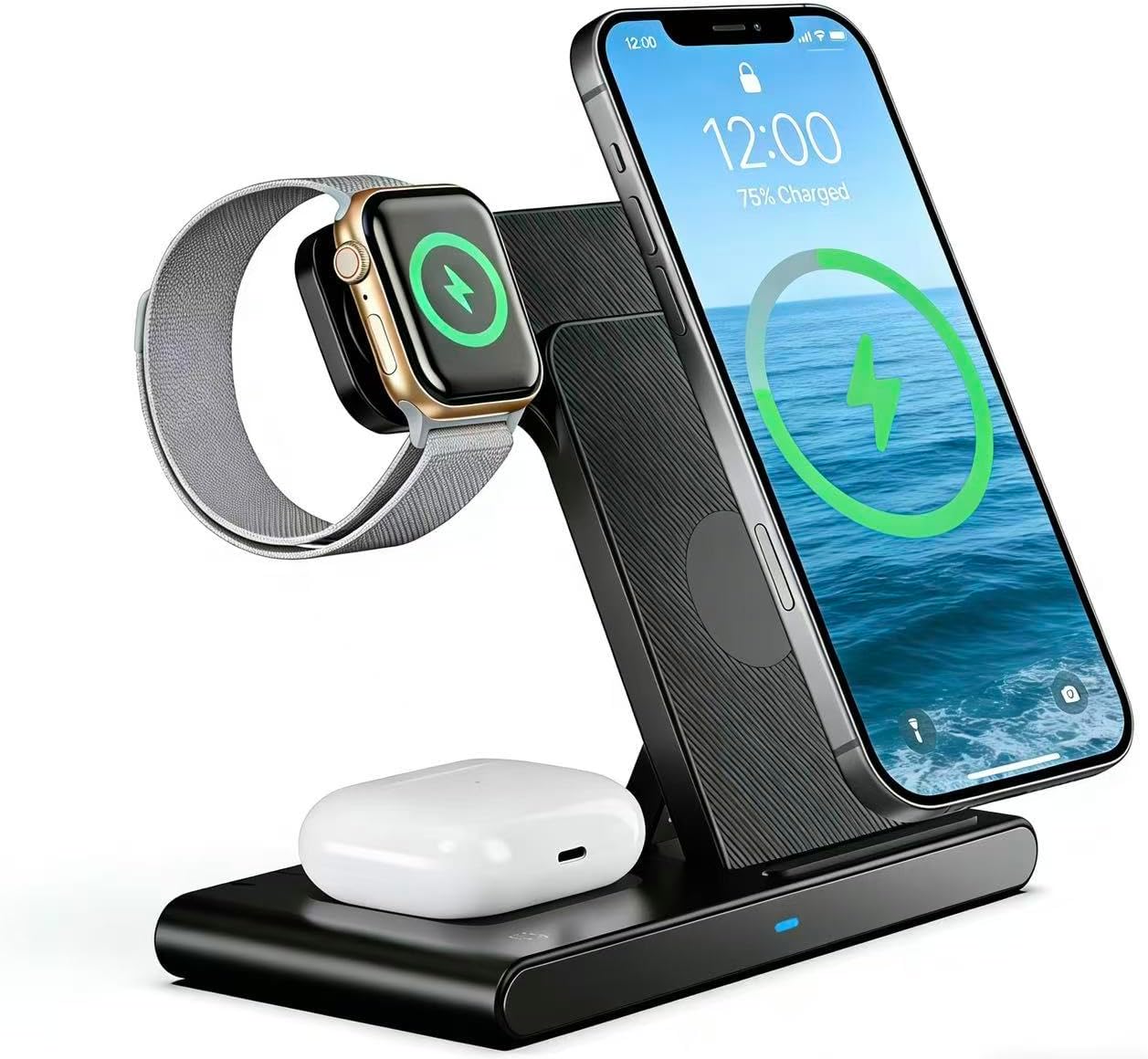 Magnetic Wireless Charger Charging Pad: 15W Qi Fast Portable Slim Charger Puck for iPhone 17 Air 16e 16 Pro Max 15 14 13 12 Series & Samsung Galaxy S25 Ultra- Include USB-C/A Dual Ports (1Pack Brown)
