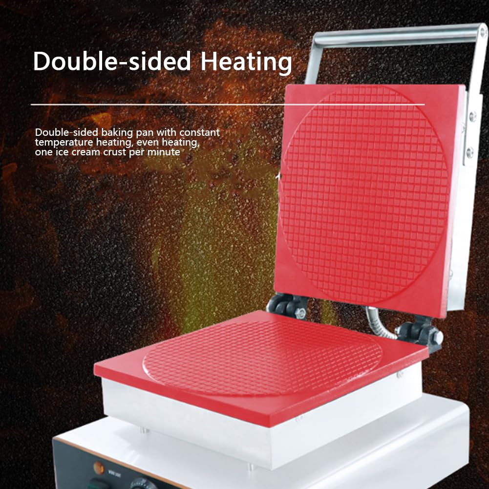 Máquina Comercial para Conos de Helado crujientes, máquina eléctrica para Conos de gofre de 1750 W con Control de Temperatura y Tiempo Ajustable, máquina para Rollos de Huevo de AC,