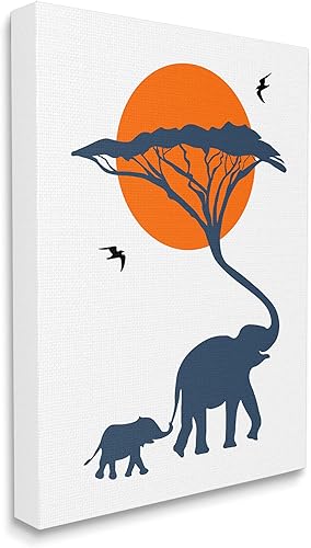 Stupell Industries Lienzo decorativo para pared, diseño moderno de safari africano, diseño de elefantes, diseño de Atelier, 24 x 30 pulgadas, color