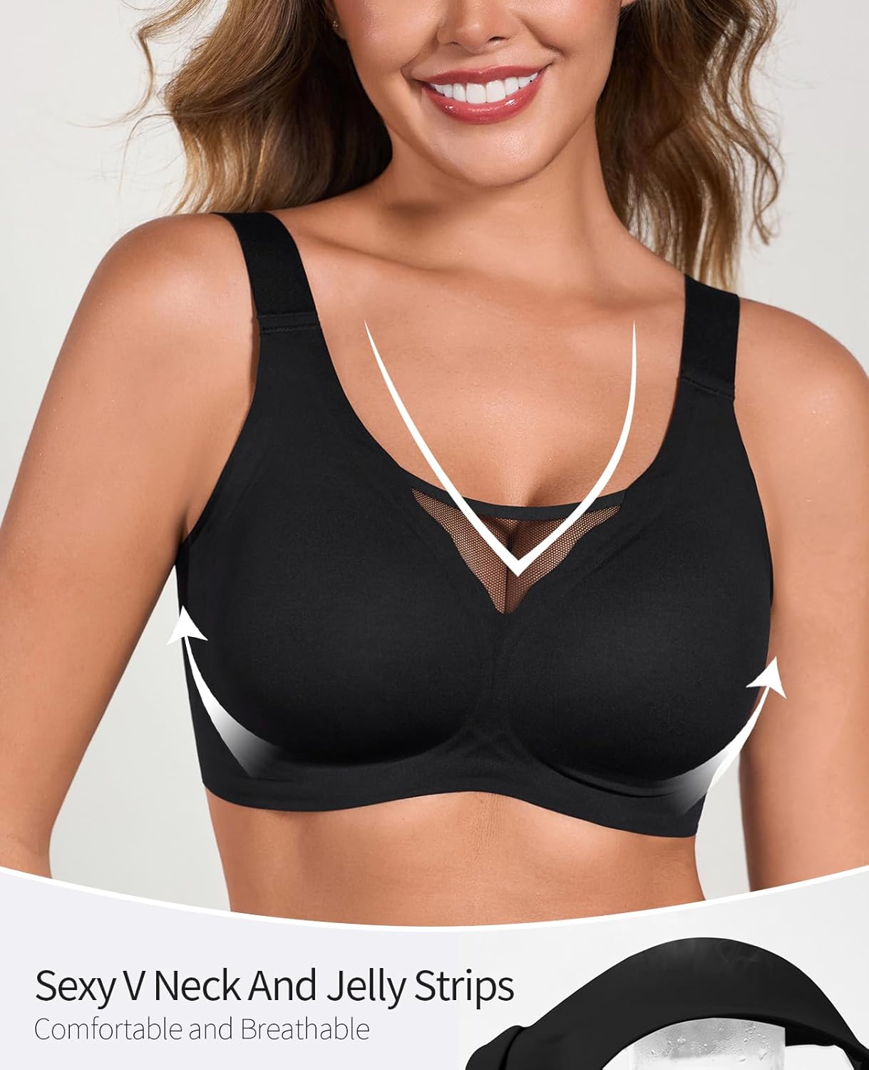 GLNEGE Womens Seamless Jelly Bra Comfortable Push Up No Underwire Supportive Bras Full Coverage Soft Everyday Bra