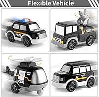 Vista 4 de Bennol Juguetes de camiones de policía para niños pequeños de 5 en 1 para niños de 1, 2, 3, 4 y 5 años, vehículos de rescate de policía, camiones