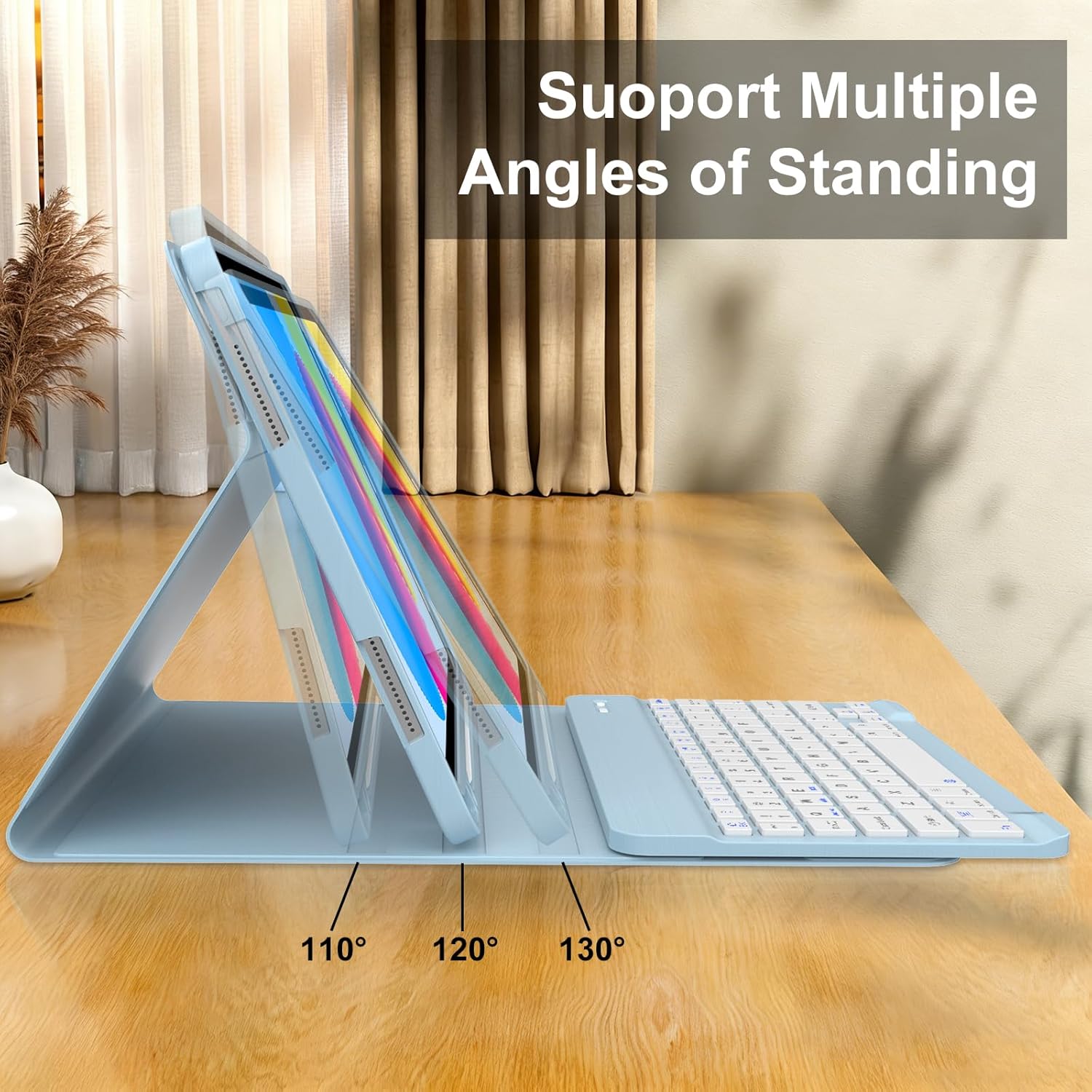 FOGARI Keyboard Case for iPad (A16) 11th/10th Generation (2025/2022),Wireless Bluetooth Keyboard, Stand Folio Keyboard Cover with Pencil Holder, Thin & Light,Sky Blue