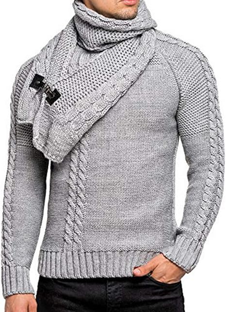 Amazon Co Jp Knittedcardigansweaterメンズブランドカジュアルスリム 男性セーターメンズ ホーンバックル厚いヘッジタートルネックセーター ホーム キッチン