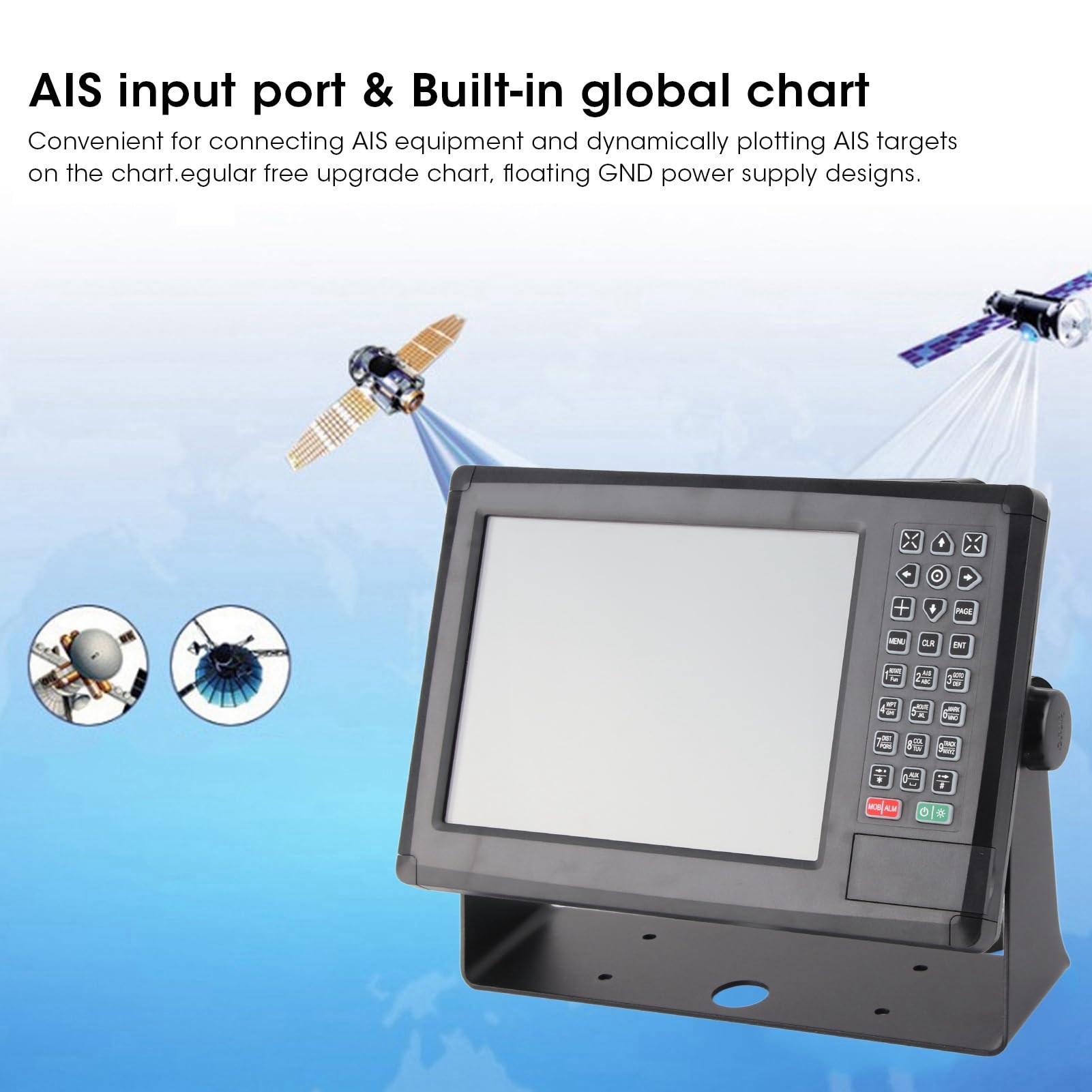 Marine-GPS-Kartenplotter Schiffsnavigation 10,4-Zoll-LCD-Display Wasserdicht mit Akustischem Alarm für XINUO-MAP C-Map