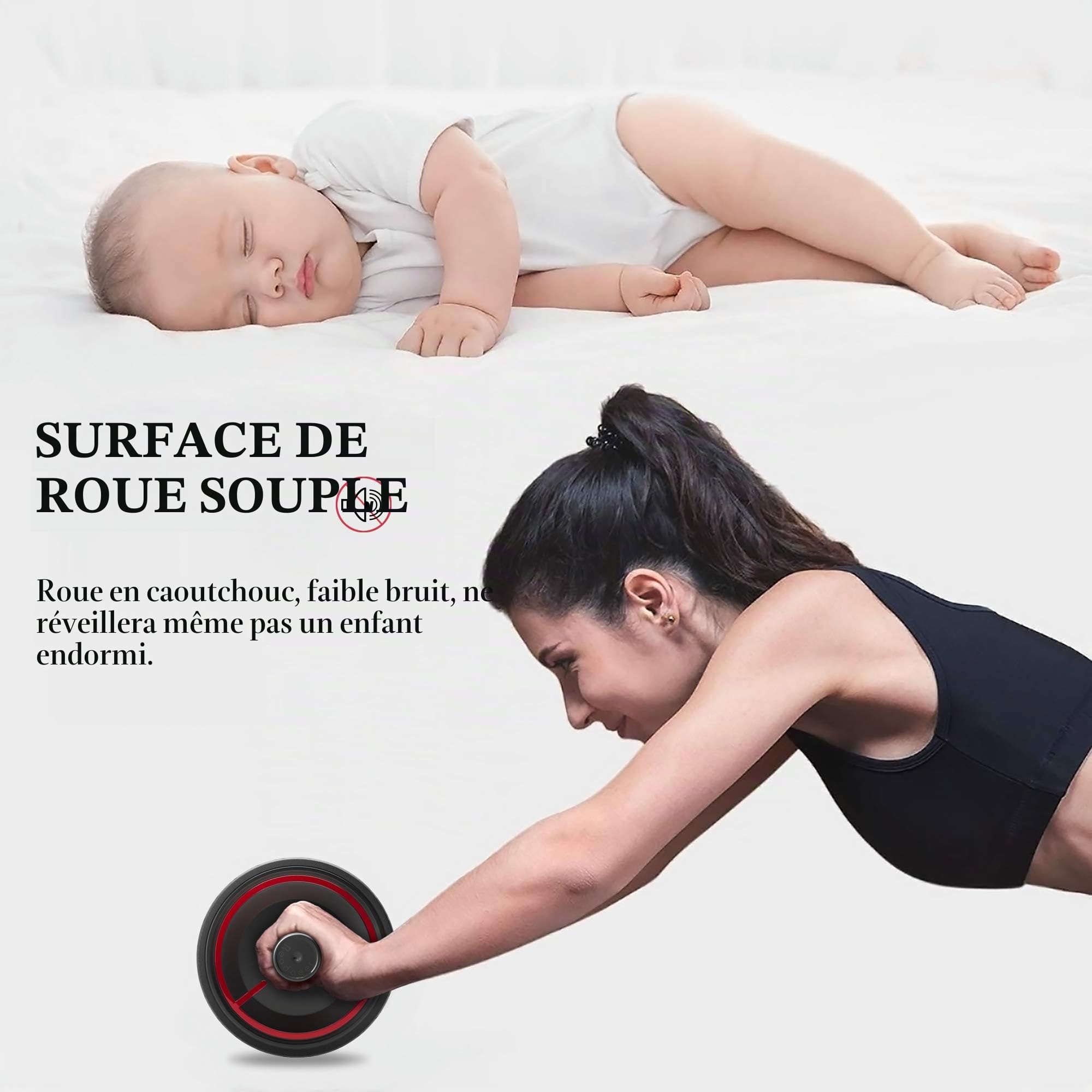Roue Abdominale-AB Roller Wheel-Roulette Abdominaux-Rouleau Abdo, Abdos Musculation Appareil de Sport Fitness pour Exercices Abdominaux pour la Maison, la Salle de Sport, Le Fitness(Tapis Rembourré)