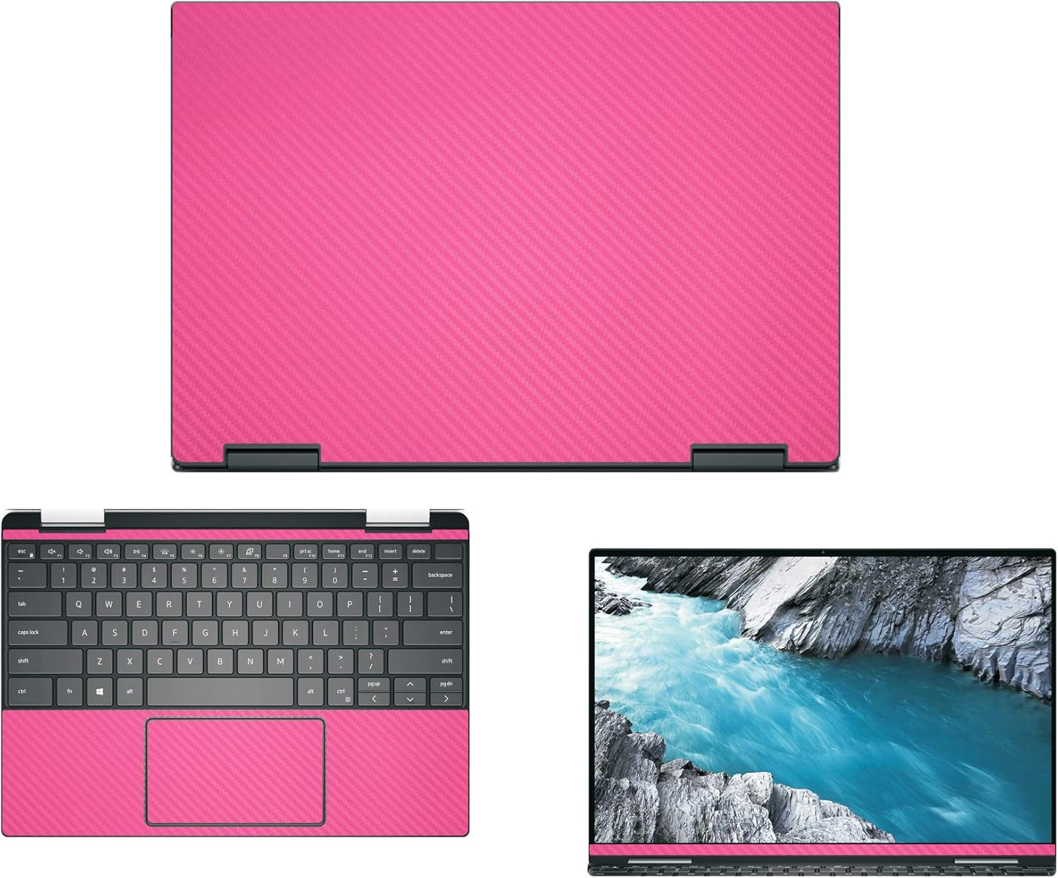 Decalrus - Protective Decal for Dell XPS 13 7390 2-in-1 (13.3" Screen) Laptop Rose Carbon Fiber Skin case Cover wrap CFdellXPS-7390-2-in-1Rose