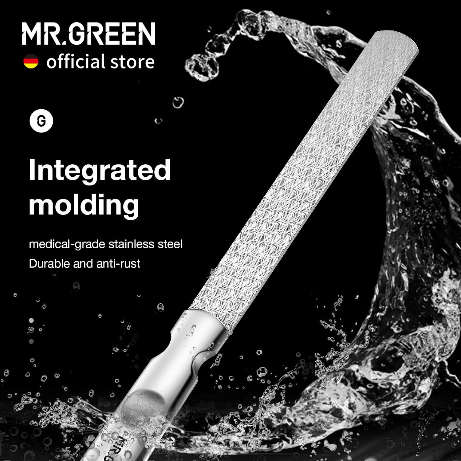 MR.GREEN Double Sided Nail Files Stainless Steel Manicure Pedicure Grooming for Professional Finger Toe Nail Care Tools (Long)