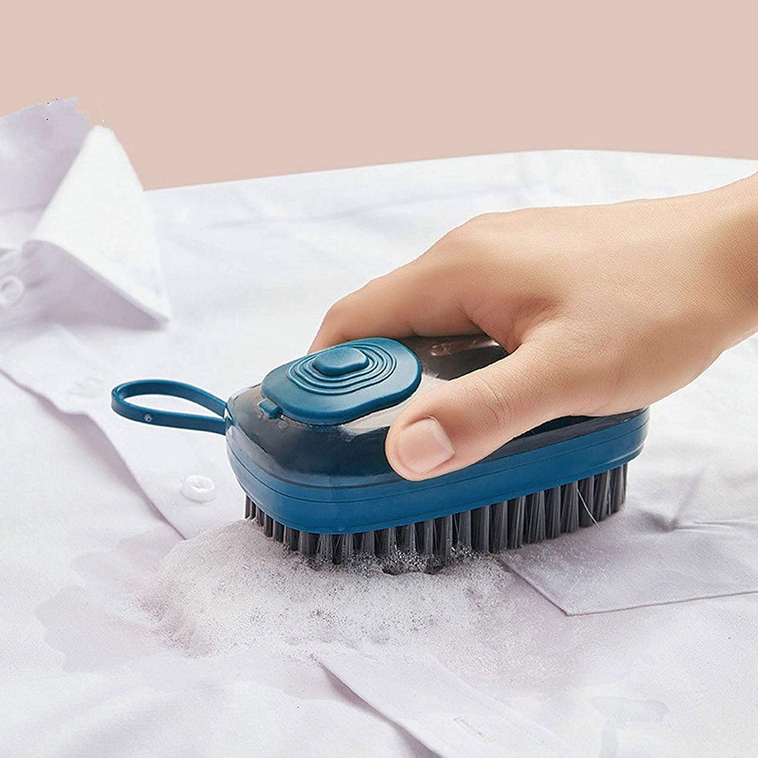 CEPLO Scrub Brush with Automatic Liquid Addition, Soft Bristles for Laundry, Clothes, Shoes, Household Cleaning Cleaner for Bathroom Kitchen Tub Shower Sink Carpet (Blue) 2