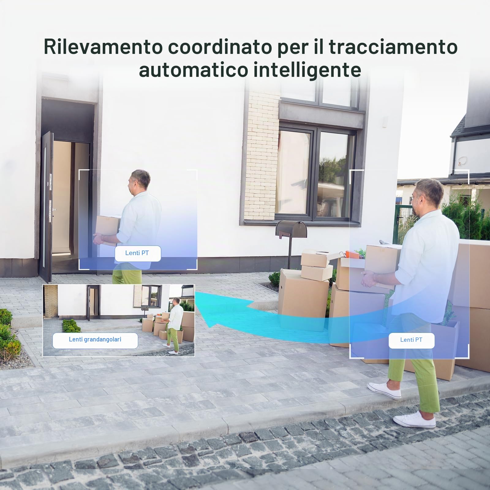 EZVIZ H9C 3K+3K Telecamera di Sorveglianza WiFi Esterna a Doppio Obiettivo, 360° PTZ, Tracciamento Automatico, Rilevamento di Forma Umana/Veicolo, Difesa Attiva, Visione Notturna a Colori 40M, Audio