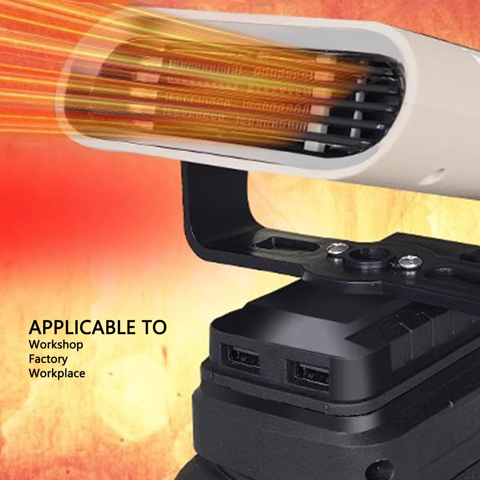 Sxhlseller Calentador Portátil Inalámbrico para Batería, Descongelador de Coche Giratorio de 360° y Calentador Espacial con 2 Ajustes de Calor para Lugar de Trabajo, Taller y Camping