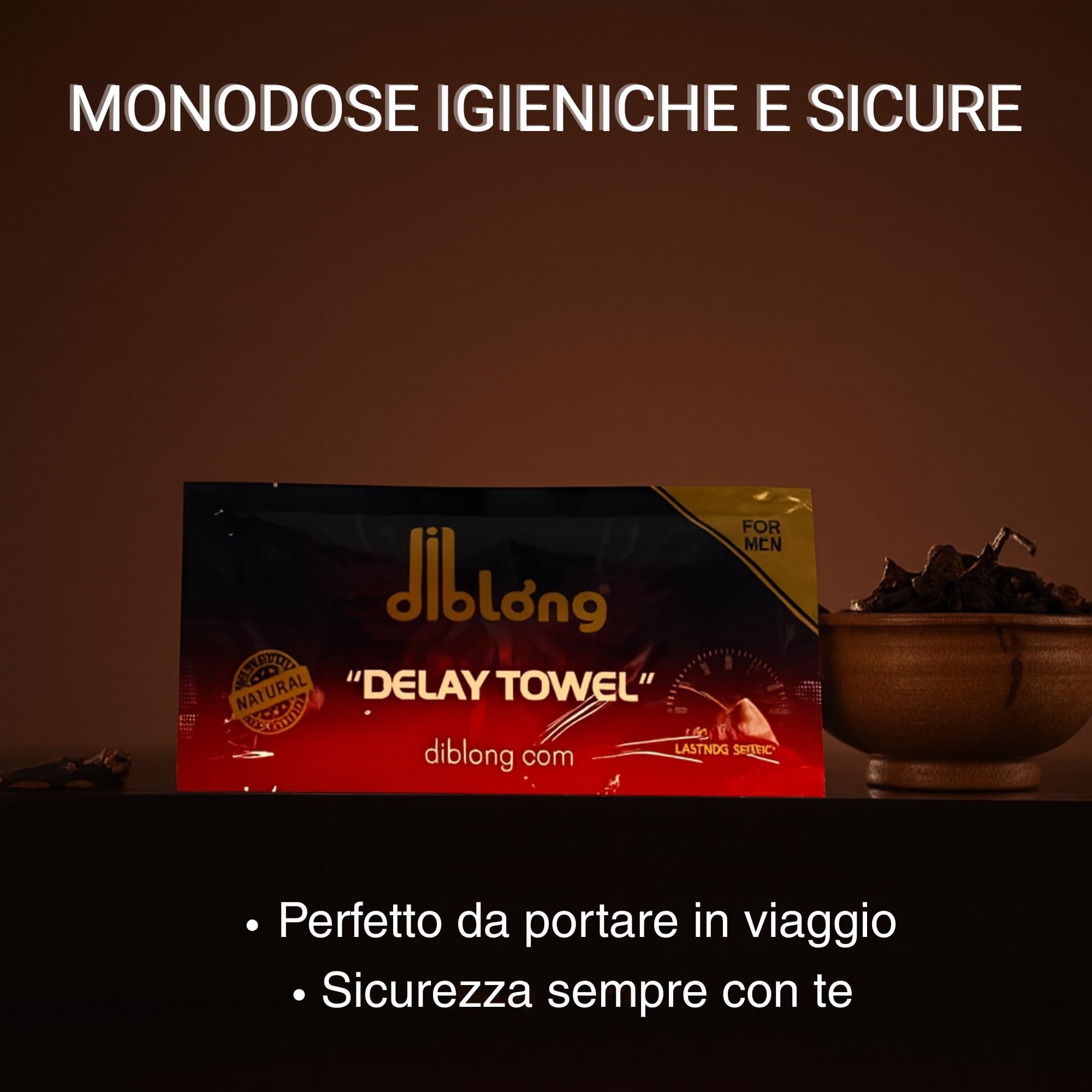 Diblong Afrodisiaco Premium Delay Towel (1 Confezione, 24 Salviette) – Erboristiche con Ginseng, Guaranà e Oli Naturali – Salviette Intime Senza Alcol – Formato Bustina Discreta – Prodotto in Turchia
