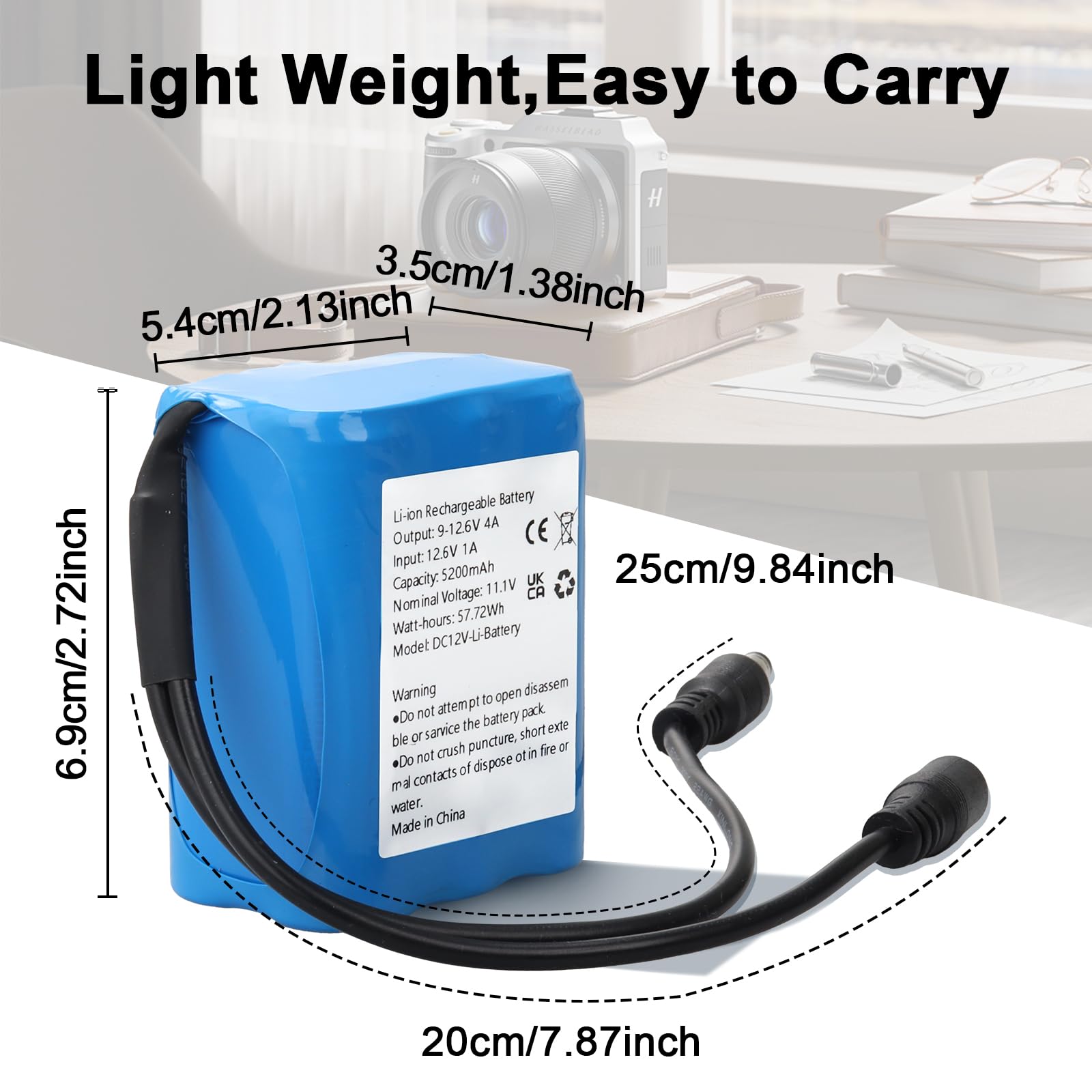 DC 12V 5200mAh Lithium-Ionen Wiederaufladbare Batterie für die meisten 12V-Geräte, Drahtlosen Kameras, Camcorders, MP3-Player, LED-Streifenleuchten, CCTV-Kamera, Router, Tragbare DVDs, usw.