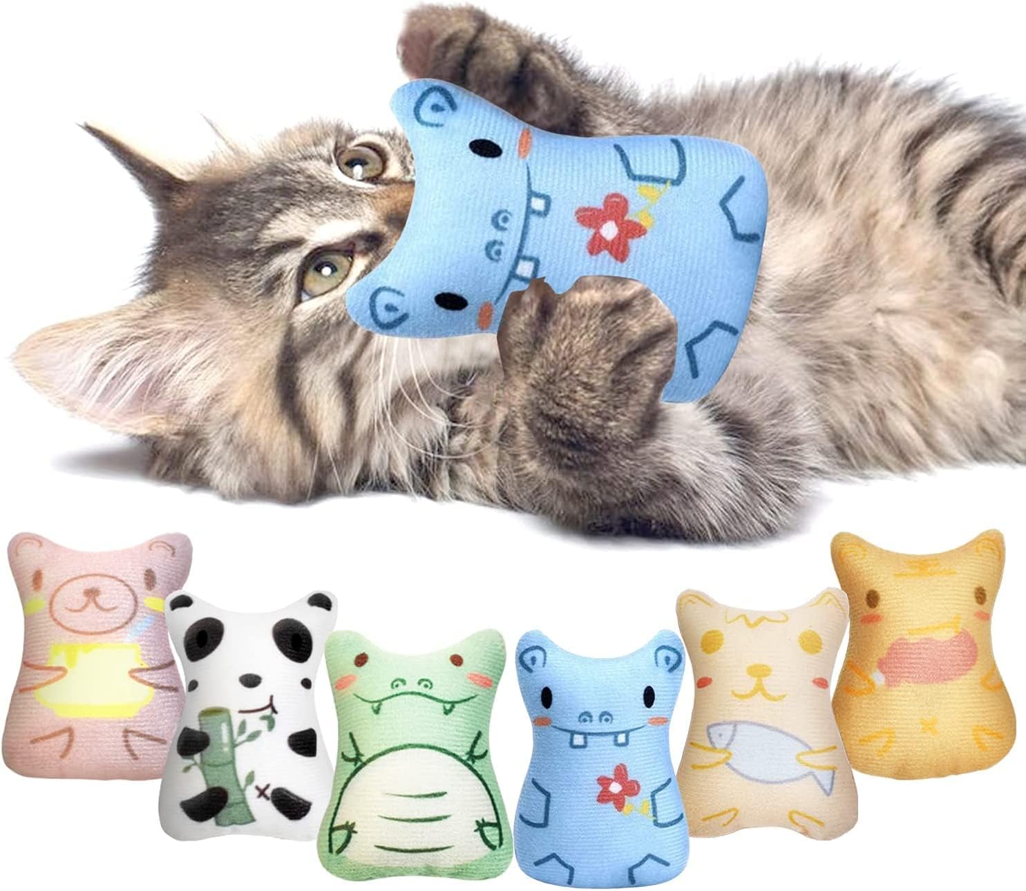 Potaroma Catnip Toys, Cat Chew Toys, Anti-Biting Plush Interactive Kitten Toys, Novel Soft & Healthy Cartoon Animal Models for Cats,…