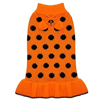 kyeese Dog Sweater Dress Turtleneck Dog Sweater Medium Knit Pullover Warm Dog Clothes for Fall Winter