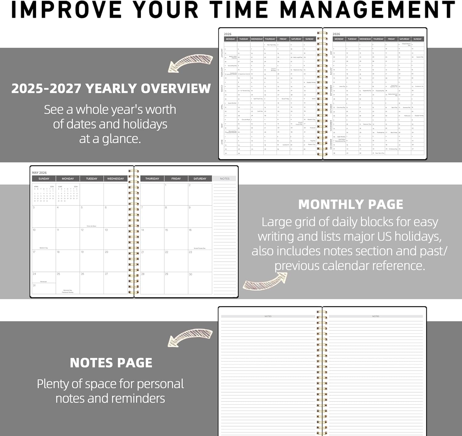 Office Planner Jan 2023- Dec 2024 Monthly Calendar Planner -9×11