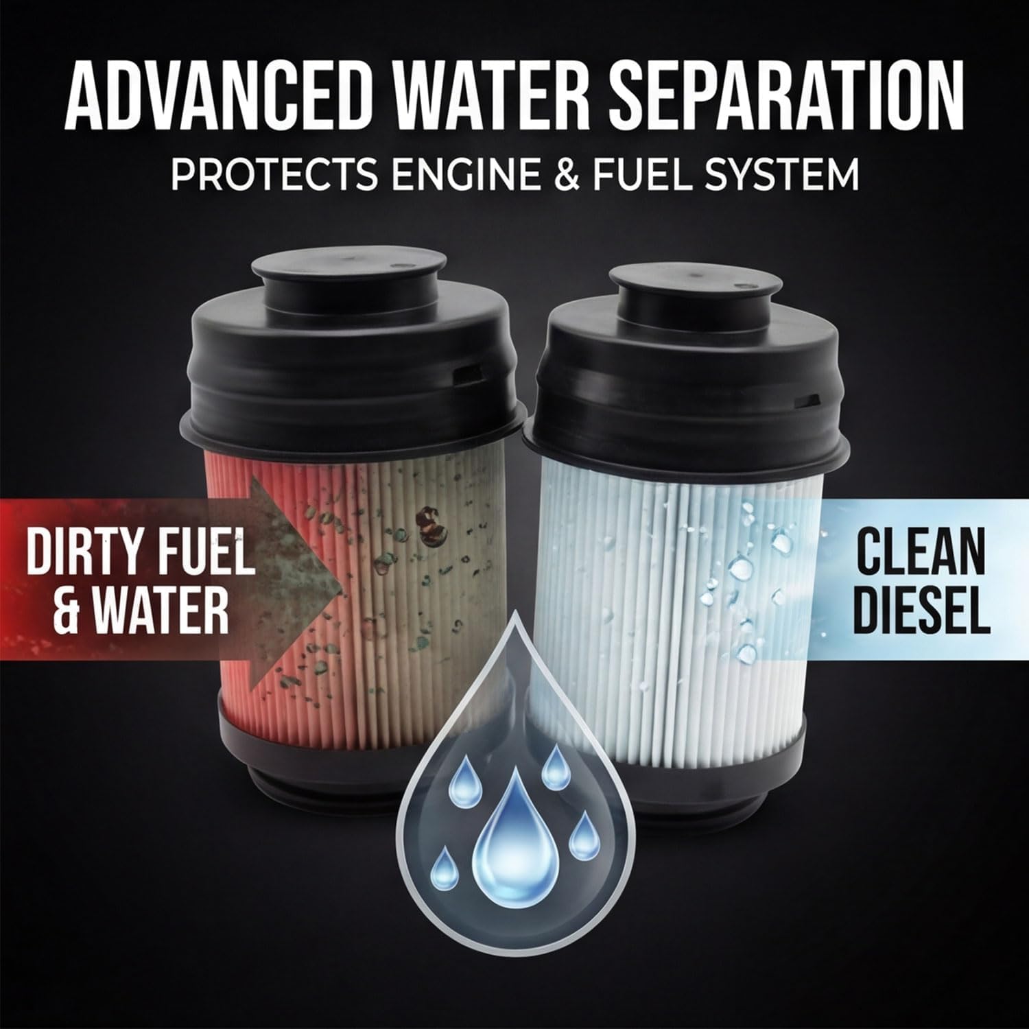 2 Pcs Fuel Filter Water Separator Set Compatible with Ram 2500 3500 4500 5500 2025-2026 6.7L Cummins Turbo Diesel Replaces 68677800AA