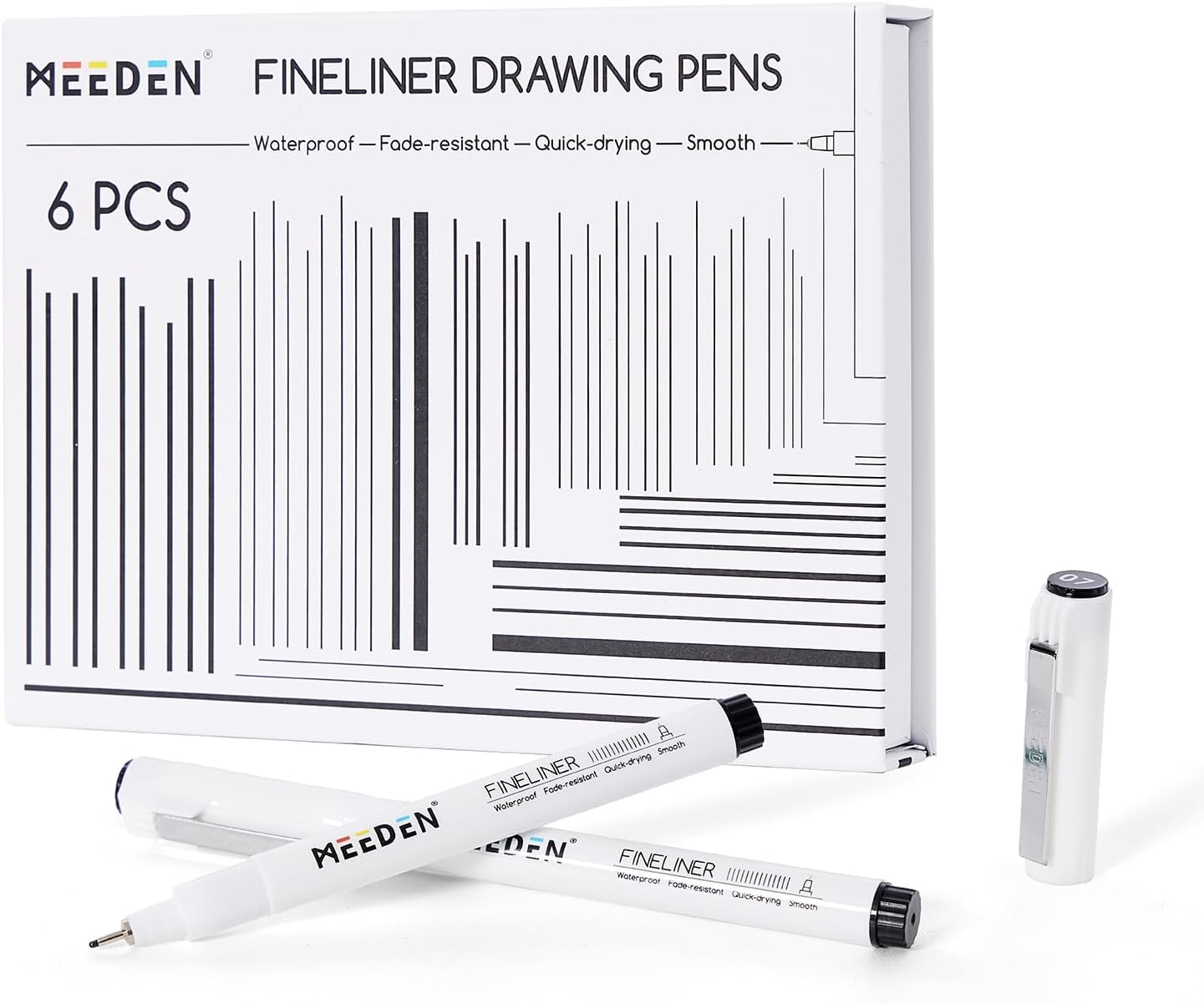 MEEDEN Micro Fineliner Drawing Pens: 0.7mm Needle Nib, 6 Pack, Black Ink