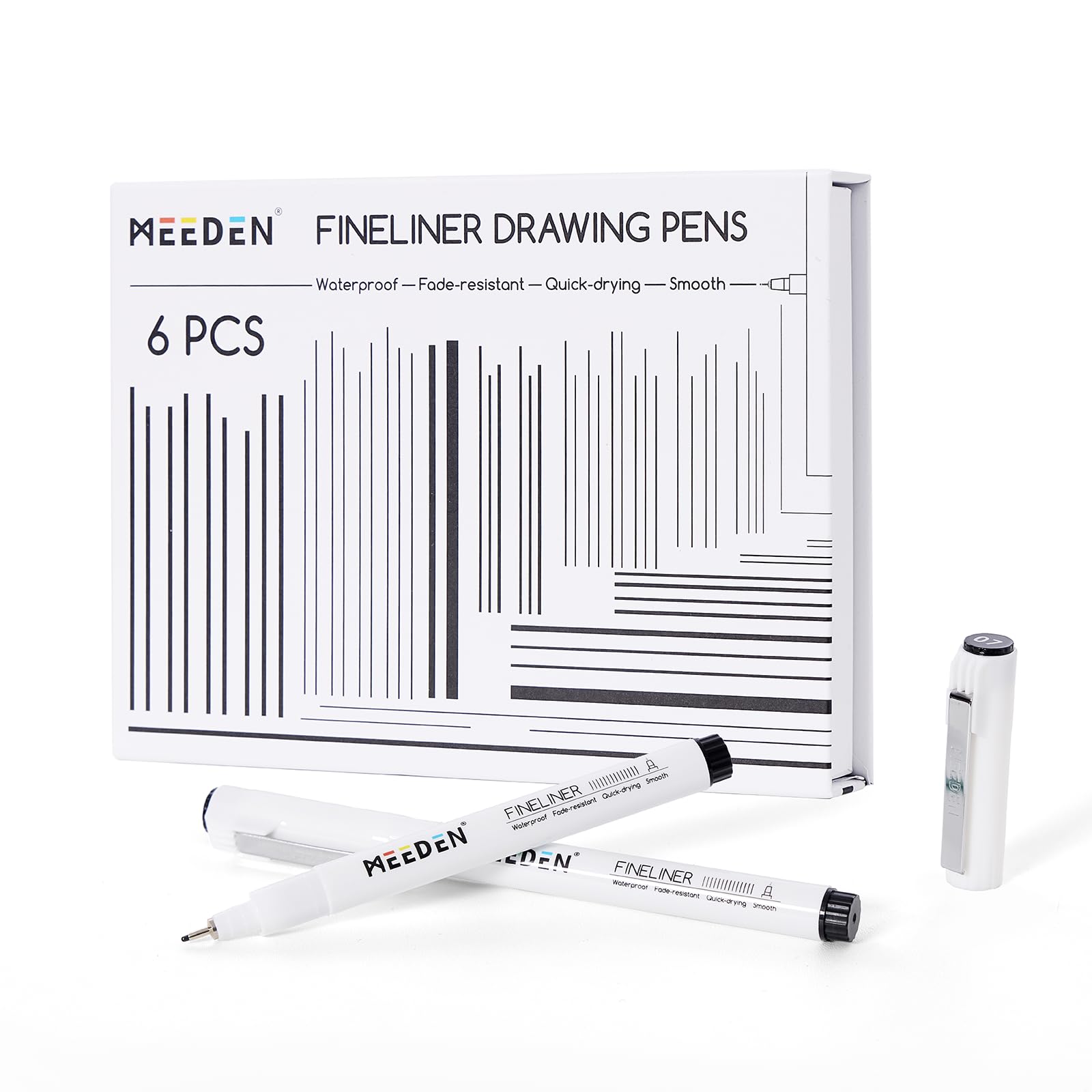 MEEDEN Micro Fineliner Drawing Pens: Fine Liner Pen 6 Pack, 0.7mm Black Waterproof Archival Ink for Bold Outlining, Comic Panels, Lettering, Manga, Illustration and Line Contrast