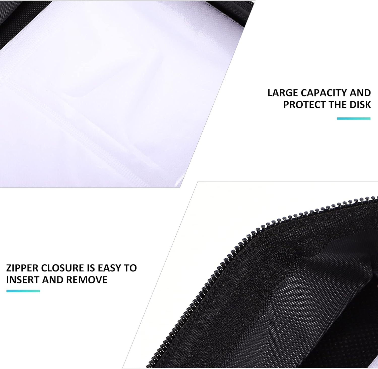 BESTOYARD 2pcs Large Capacity Cd Storage Case Zipper Cd Case Holder Liner Notes Pu Material Portable Disc Bag