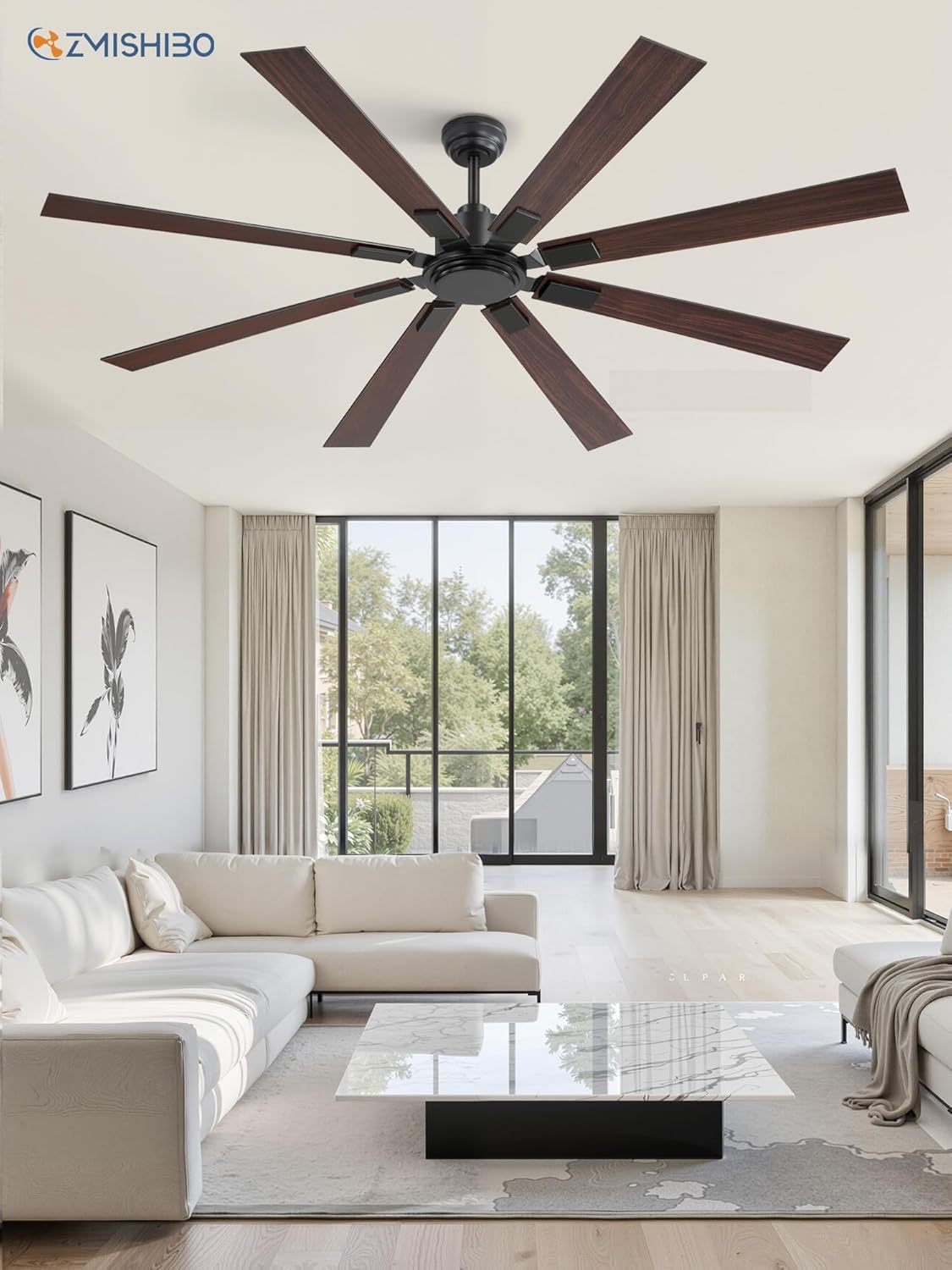 72 Inch Ceiling Fan No Light with Remote, Black Large Ceiling Fan Without Light with Quiet Reversible DC Motor, 6-Speeds, 8 Blades, Indoor/Outdoor Modern Ceiling Fans for Patios, Living Room, Garage - Image 7