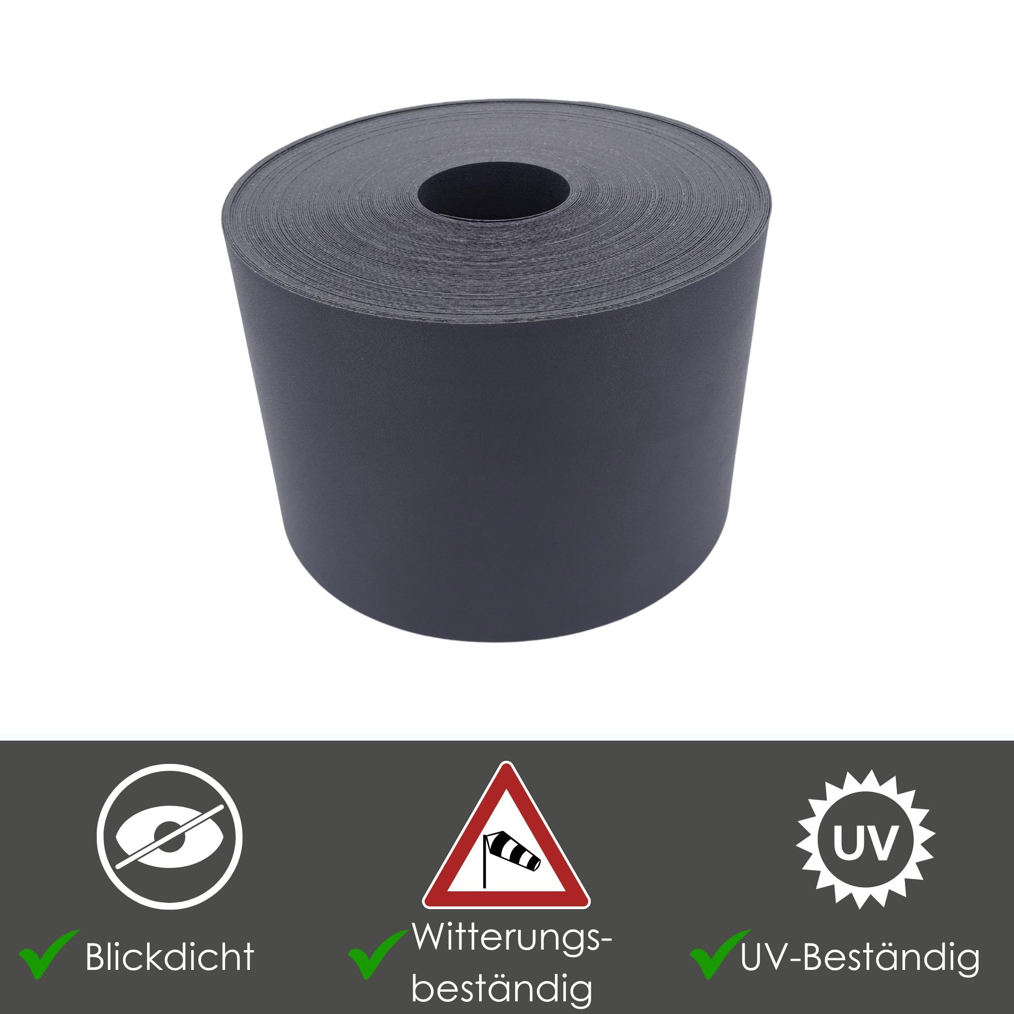 Zaundirekt Sichtschutzstreifen für Doppelstabmatten 50m x 19cm - 1,1 Stärke - Sichtschutz Zaun - Zaunfolie in Anthrazit - Vista 2.0 Sichtschutzrolle